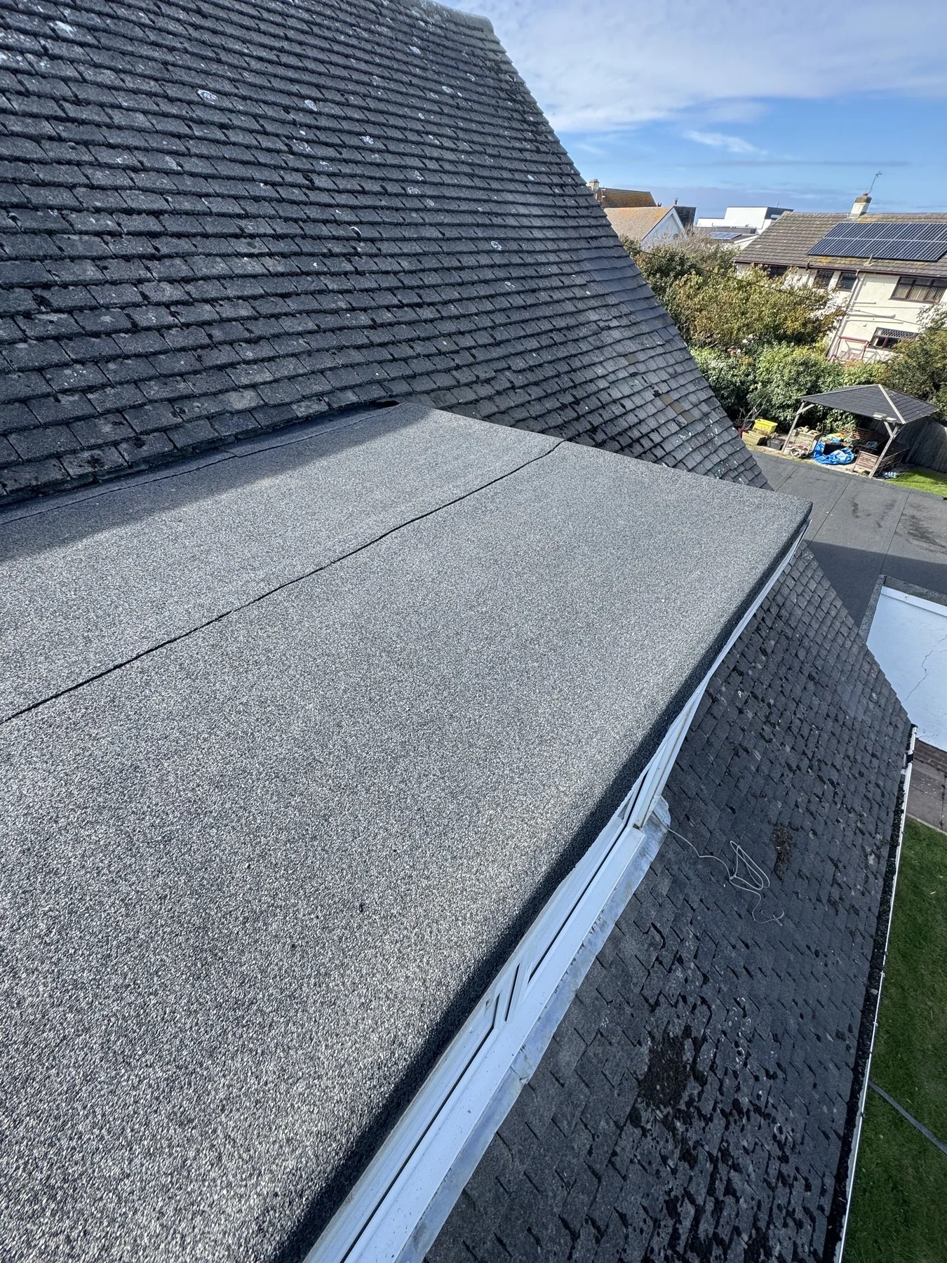 Flat bay roof after re-felting by Wavertree Roofing